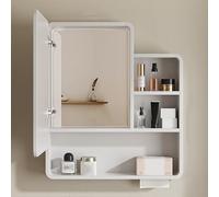 ZFGOJNBH Armario de baño con Espejo y Almacenamiento Oculto, Armario Colgante de Pared con estantes Abiertos en la Puerta Izquierda, 60 x 80 x 14 cm