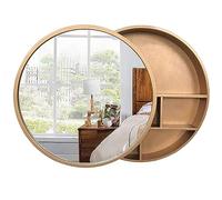 ZFGOJNBH Armario de baño con Espejo y Puerta corrediza Redonda Moderno con Estante de Almacenamiento, botiquín de Madera Maciza para decoración de Sala de Estar
