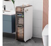 ZFGOJNBH Armario de baño de 4 Niveles con cajones apilables, Armario de Gran Capacidad para Papel higiénico, Armario Estrecho con Ruedas, Armario Estrecho para Espacios pequeños y Huecos.