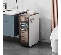 ZFGOJNBH Armario de baño de 4 Niveles con cajones apilables, Armario de Gran Capacidad para Papel higiénico, Armario Estrecho con Ruedas, Armario Estrecho para Espacios pequeños y Huecos.