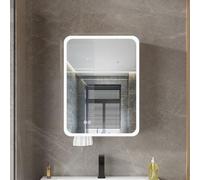 ZFGOJNBH Armario de Espejo Iluminado para baño, Armario de Pared de baño de aleación de Aluminio con botón táctil Inteligente, función de eliminación de Niebla con un Clic, botiquín de baño de alumin