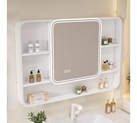 ZFGOJNBH Armario de Pared de aleación de Aluminio para baño, Espejo de baño con Almacenamiento, botiquín antivaho con Espejo, botiquín Inteligente Moderno con Interruptor táctil, Estante de almacenam