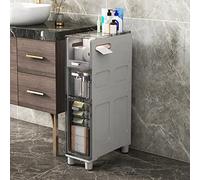 ZFGOJNBH Armario de Piso Alto y Estrecho de 5 Niveles, Armario de pie de Gran Capacidad con Almacenamiento Lateral para Inodoro con cajones Transparentes y Ruedas, cómoda Estrecha para Espacios Peque