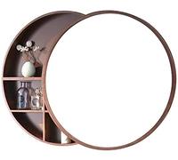 ZFGOJNBH Armarios con Espejo con Espejo Redondo Deslizante Mueble de Almacenamiento montado en la Pared con 3 estantes Botiquín de 500 mm