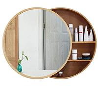 ZFGOJNBH Armarios con Espejo y Puerta corrediza Redonda, Armario de Almacenamiento de Pared con 3 estantes, botiquín de 500 mm, Armario de baño Moderno con Espejo