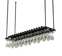 ZFGOJNBH Barra Colgante de Techo Debajo del gabinete Estante para vinos Colgante de Metal Negro Soporte para Copas de Vino al revés Soporte para Copas de Vino de Techo Estante de Almacenamiento de co