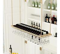 ZFGOJNBH Barra Colgante de Techo Unidad de Barra Estantes flotantes Estantes de Vino Decorativos de Techo, Soporte para Botellas de Vino Estante Colgante de Metal de Hierro para Copas de Vino Estante
