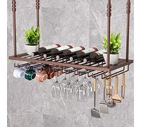 ZFGOJNBH Botellero, Altura Ajustable, Portabotellas De Vino De Hierro Colgante Montado En El Techo, Copas De Vino, Decoración del Hogar De Bar (Color: B, Tamaño: 100 Cm)