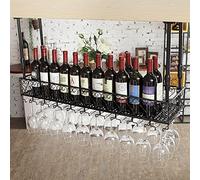 ZFGOJNBH Botellero Colgante Ajustable, Portabotellas De Vino De Techo De Metal, Soporte De Almacenamiento De Vino con Exhibición Vintage con Estante De Vidrio para Copas para Cocina, Bar, Restaurante