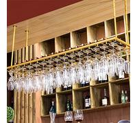 ZFGOJNBH Botellero Colgante, Botellero De Metal para Techo, Soporte para Almacenamiento De Vino con Soporte para Vidrio para Debajo De La Cocina, Barra, Altura Y Ancho Ajustables, Dorado (Size : 60x3