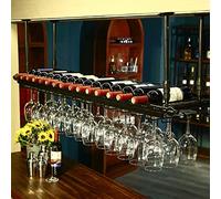 ZFGOJNBH Botellero Colgante, Botellero De Techo De Metal, Soporte De Almacenamiento De Vino De Exhibición Vintage con Estante De Vidrio, Organizador De Estante Flotante para Vino para Cocina, Bar, Al