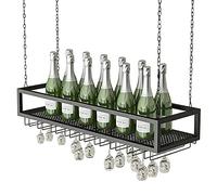 ZFGOJNBH Botellero Colgante con Cadena De Hierro, Organizador De Almacenamiento De Vino De Metal para Barra De Cocina Casera, con Estante De Vidrio para Copas, Altura Libremente Ajustable (Size : 120