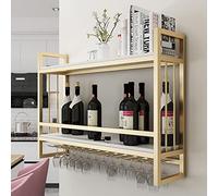 ZFGOJNBH Botellero De Metal Independiente, Estantes De Almacenamiento De Exhibición De Soporte De Vino De 2 Niveles con Mesa, Organizador De Estante De Vino Flotante Montado En La Pared para Restaura