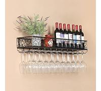 ZFGOJNBH Botellero De Metal Montado En La Pared con Portavasos, Portabotellas De Champán Colgante, Estante De Almacenamiento De Vino para El Hogar, Estante De Exhibición Multifunción para Bar, Cocina