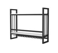 ZFGOJNBH Botellero De Pared De 2 Niveles con Estante para Copas De Vino, Estante De Almacenamiento De Vino De Metal Estante De Exhibición para Portavasos De Vino Al Revés, Estante para Almacenamiento
