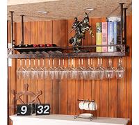 ZFGOJNBH Botellero De Techo, Altura Ajustable, Estante De Almacenamiento Colgante De Hierro Metálico, Portabotellas De Vino, Portavasos para Copas, para Bares/Restaurantes/Cocinas Estante De Exhibici