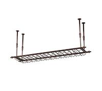 ZFGOJNBH Botellero De Techo, Botellero Colgante para Vino, Soporte para Almacenamiento De Vino con Soporte para Vidrio, Estante Flotante para Vino De Metal, Altura Ajustable, para Bar, Cocina, Restau