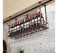 ZFGOJNBH Botellero de Techo Botelleros Colgantes | Soporte para Copa de Vino montado en la Pared | Estante de Almacenamiento de Vino de Metal | Soporte para Copas | Altura Ajustable (Tamaño: 120x25cm