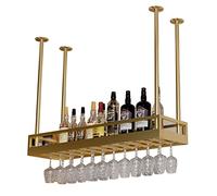 ZFGOJNBH Botellero De Techo con Soporte para Copas, Portabotellas De Vino Montado En La Pared, Estante De Almacenamiento De Vino De Metal Colgante, Estante De Exhibición para Restaurante, Barra De Co