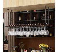 ZFGOJNBH Botellero De Techo De Metal, Portabotellas De Vino Y Portavasos, Portavasos Rústico, Estante De Almacenamiento De Vino para El Hogar, Estante De Exhibición para Cocina, Bar, Restaurante (Tam
