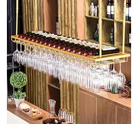 ZFGOJNBH Botellero Estantes para Vino de Techo, Soporte para Copas de Vino y portabotellas Colgantes, Soporte para Vino rústico montado en la Pared, Soporte para champán, Altura Ajustable (Tamaño: 60