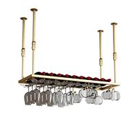 ZFGOJNBH Botellero Estantes para vinos de Techo, Soporte para Botellas de Vino de Metal Vintage, Estante para Almacenamiento de Vino en el hogar, Estante de exhibición para Vino para Cocina, Bar, Res