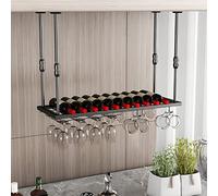 ZFGOJNBH Botellero Flotante De Metal, Portabotellas De Vino Colgante, Estante De Almacenamiento De Copas De Techo, Estante De Almacenamiento De Vino para El Hogar, Estante De Exhibición para Cocina,