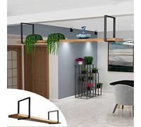 ZFGOJNBH Botellero Flotante De Techo: Estante Colgante De Madera Maciza, Estante para Vino, Estante De Techo, Soporte De Exhibición De Metal, Estante De Almacenamiento para Montaje En Techo con Tabla