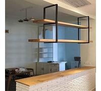 ZFGOJNBH Botellero Flotante de Techo: Estante Colgante de Madera Maciza, Estante para Vino, Estante de exhibición de Cocina Colgante de Hierro Forjado, Estante de Almacenamiento montado en el Techo,