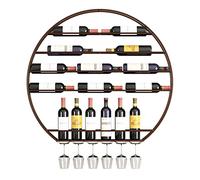 ZFGOJNBH Botellero Independiente, Estante De Vino Montado En La Pared Almacenamiento De Copas, Estante De Almacenamiento De Vino De Metal De Cobre Rojo Estante De Exhibición Multifunción para El Hoga