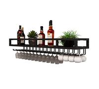 ZFGOJNBH Botellero Industrial De Pared, con Soporte para Copas De Vino, Organizador De Estantes Flotantes De Metal para Vino, Estante Decorativo para Bar, Cocina, Restaurante (Size : 120x25x16cm)