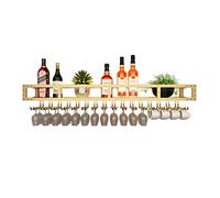 ZFGOJNBH Botellero Industrial, Estante para Vino montado en la Pared con Soporte para Copas, Estante de Almacenamiento de Vino de Metal, Estante de exhibición multifunción para Bar, Restaurante, coci