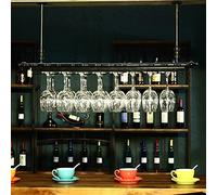 ZFGOJNBH Botellero Industrial montado en la Pared, portabotellas de Vino en el Techo, portavasos para Colgar, Estante de exhibición multifunción para el hogar, Bar, Restaurante, Cocina (tamaño: 60x35