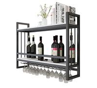 ZFGOJNBH Botellero Moderno De 2 Niveles Montado En La Pared, Portabotellas De Vino De Metal Colgante, Estante De Almacenamiento De Vino para El Hogar, Estante De Exhibición De Vino para Cocina, Bar,