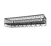 ZFGOJNBH Botellero Montado En La Pared, Estante Rústico para Almacenamiento De Vino con Soporte para Vidrio, Portabotellas De Vino De Metal, Decorativo para El Hogar, Bar, Comedor, Cocina - Negro (Ta