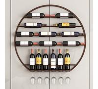 ZFGOJNBH Botellero Redondo Montado En La Pared, Estante De Almacenamiento De Vino De Metal con Soporte para Copa De Vino, Estante De Almacenamiento De Vino para El Hogar, Estante De Exhibición De Vin