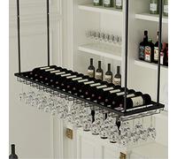 ZFGOJNBH Botelleros creativos para Colgar del Techo, portavasos de Metal para Colgar en el Techo en Varios tamaños, portavasos y Botellas de Vino de Color Negro para Colgar en la Pared (tamaño: 80 x