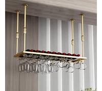 ZFGOJNBH Botelleros De Metal Estante De Almacenamiento De Vino Colgante, Decoración De Techo Ajustable Estante para Copas De Vino, Organizador De Estante Flotante para Vino para Bares, Restaurantes,