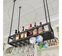 ZFGOJNBH Botelleros De Metal Estante De Almacenamiento De Vino, Estante De Almacenamiento De Copas De Techo Accesorios De Vino para El Hogar Organizador De Estante De Vino Flotante para Bar, Cocina,