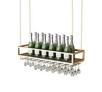 ZFGOJNBH Botelleros Modernos con Soporte para Copas, Soporte para Vino Colgante con Cadena de Hierro Metálico, Organizador Flotante para Estantes para Vino para Bar, Cocina, Estante de exhibición par