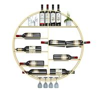 ZFGOJNBH Botelleros Montados En La Pared Estante De Almacenamiento De Vino, Decoración Colgante Redonda Estante para Copas De Vino, Portabotellas De Vino, para Bares, Restaurantes, Cocinas, Hogar - D