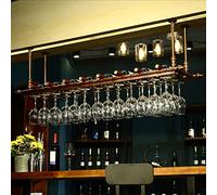 ZFGOJNBH Botelleros para Colgar en el Techo, Estante de Metal para Vino con Soporte para Copas, Soporte para Botellas de champán, Estante para Almacenamiento de Vino en el hogar, Altura y Ancho ajust