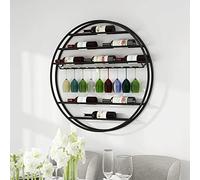 ZFGOJNBH Botelleros Redondos con Soporte para Copas De Vino, Estante para Almacenamiento De Vino Montado En La Pared, Estante para Almacenamiento De Vino En El Hogar, Bar, Restaurante, Cocina, Organi