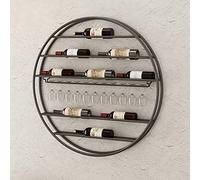 ZFGOJNBH Botelleros Redondos Modernos con Soporte para Copas de Vino, Estante de Almacenamiento para Estantes para Vino Colgantes de Metal montado en la Pared, Estante de exhibición para decoración d