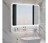 ZFGOJNBH Botiquín Inteligente de Aluminio Moderno, Mueble de baño con Espejo y Luces, Mueble de baño con Espejo antivaho y Estante Abierto, Mueble de Pared con Espejo y Interruptor táctil, Estante pa
