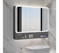 ZFGOJNBH Botiquín Inteligente de Aluminio Moderno, Mueble de baño con Espejo y Luces, Mueble de baño con Espejo antivaho y Estante Abierto, Mueble de Pared con Espejo y Interruptor táctil, Estante pa
