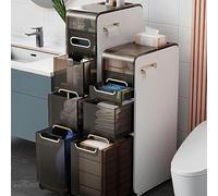 ZFGOJNBH Cajones de Almacenamiento apilables, gabinete de Almacenamiento de Piso para baño con cajones Transparentes, toallero Estrecho, Delgado y Alto, movible, Dispositivo de rodamiento Lateral Ind