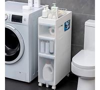 ZFGOJNBH Cajones de Almacenamiento apilables Gabinete de Almacenamiento para baño Gabinete de Almacenamiento de Papel higiénico Independiente Delgado, cajón Transparente de 2/3/4 y Ruedas Gabinete de