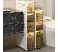 ZFGOJNBH Cajones de Almacenamiento apilables, gabinete de Piso para baño de 2/3/4 Niveles, Unidad de Almacenamiento Vertical con cajones Transparentes y Ruedas, Torre de Almacenamiento Delgada, Alta