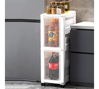 ZFGOJNBH Cajones de Almacenamiento apilables Independientes de 3/4 de Nivel con cajones Transparentes, Carrito de Almacenamiento con Ruedas, gabinete de Piso de Esquina para baño, gabinete de almacen